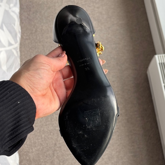 Tom Ford Black Heels with Gold Chain - Picture 3 of 4